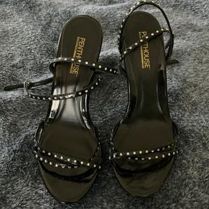 PENTHOUSE 4” rhinestone studded heel.